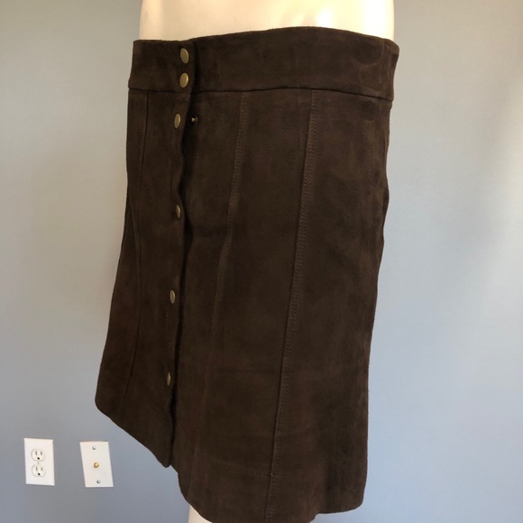 NWOT FRAME Dark  Brown Suede Leather Skirt SZ 29 - Picture 13 of 16